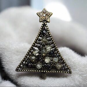 Coldwater Creek Gold Tone Christmas tree brooch
